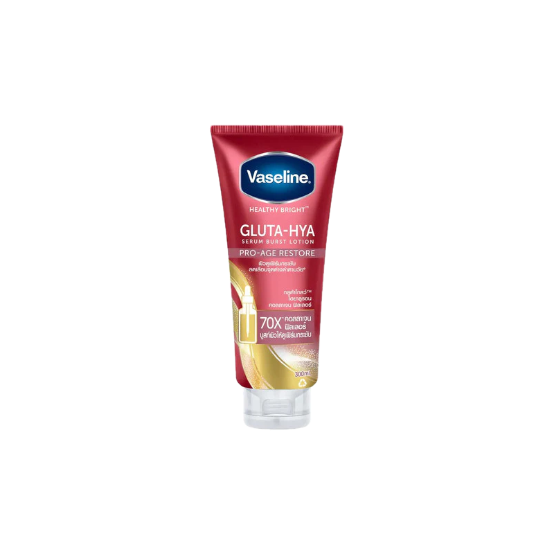 Vaseline Healthy Bright Gluta Hya Serum Burst Lotion Pro-Age Restore 200ml x2 plus gel douche 425ml